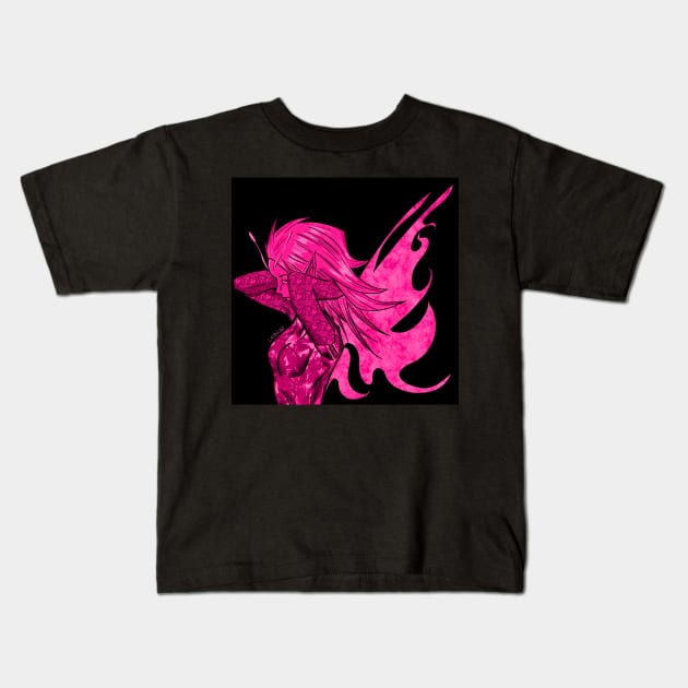 red rose crimson zentangle fairy girl in ecopop arts Kids T-Shirt by jorge_lebeau